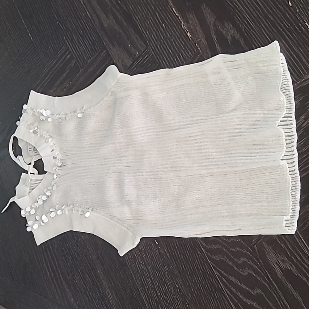NWT J. Crew Sheer ruffle-trim tank top with sequin embellishments - Picture 3 of 8